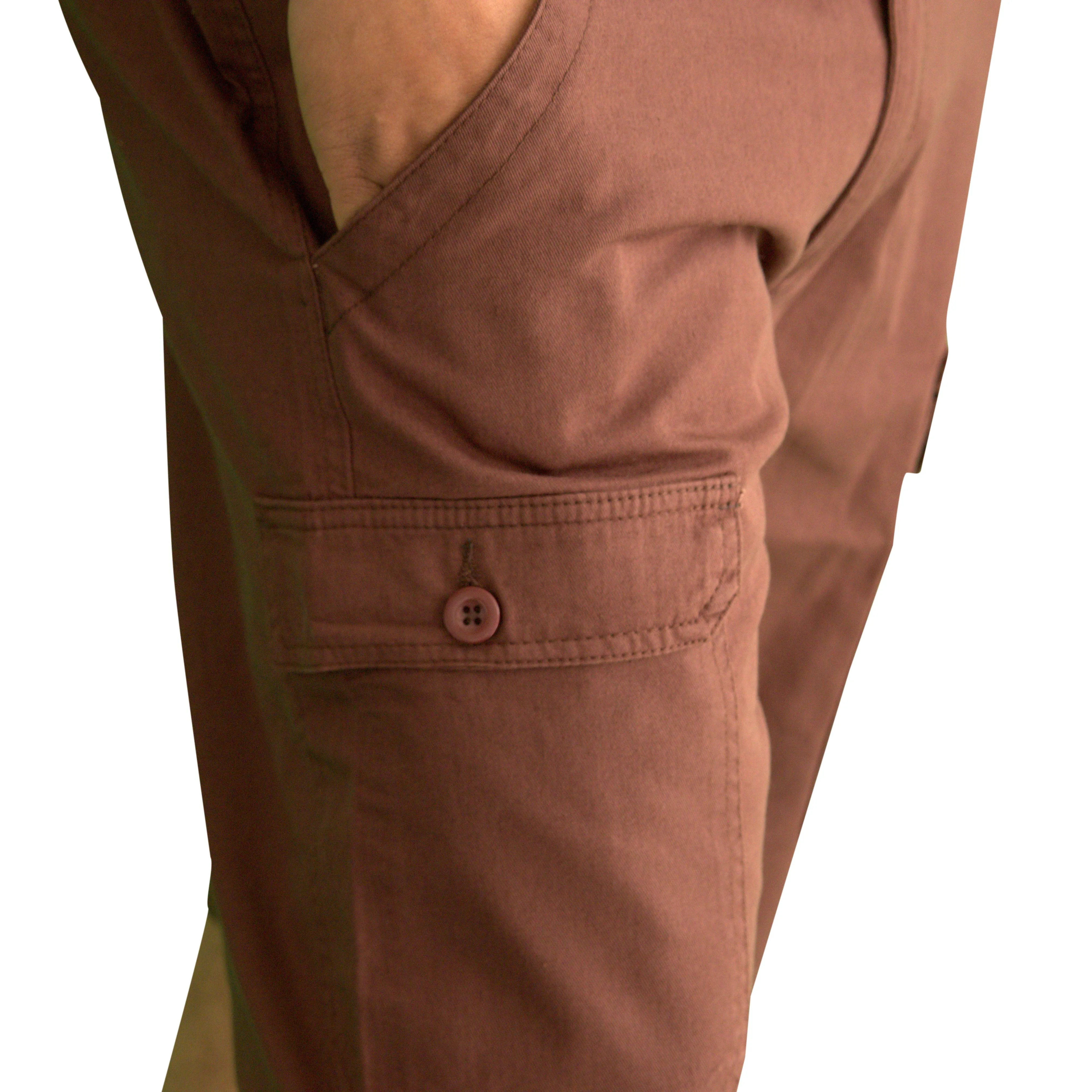 Men's Knee Touching Classic Cargo Short Pants (Brown)