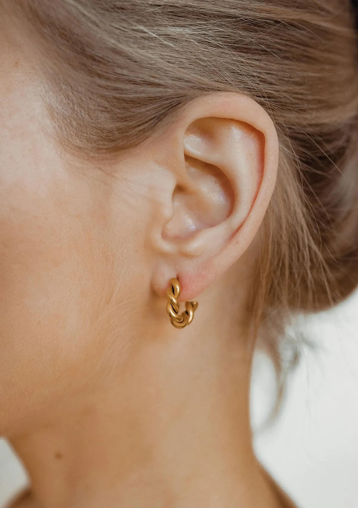 Mini Rope Hoop Earrings Gold