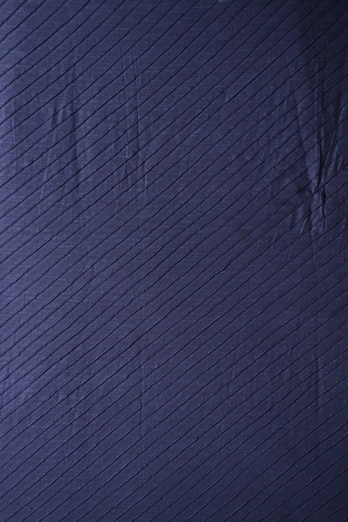 Navy Blue Stripes Pintucks Plain Cotton Fabric