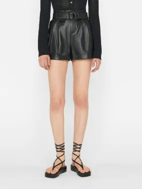 Paperbag Leather Short -- Noir