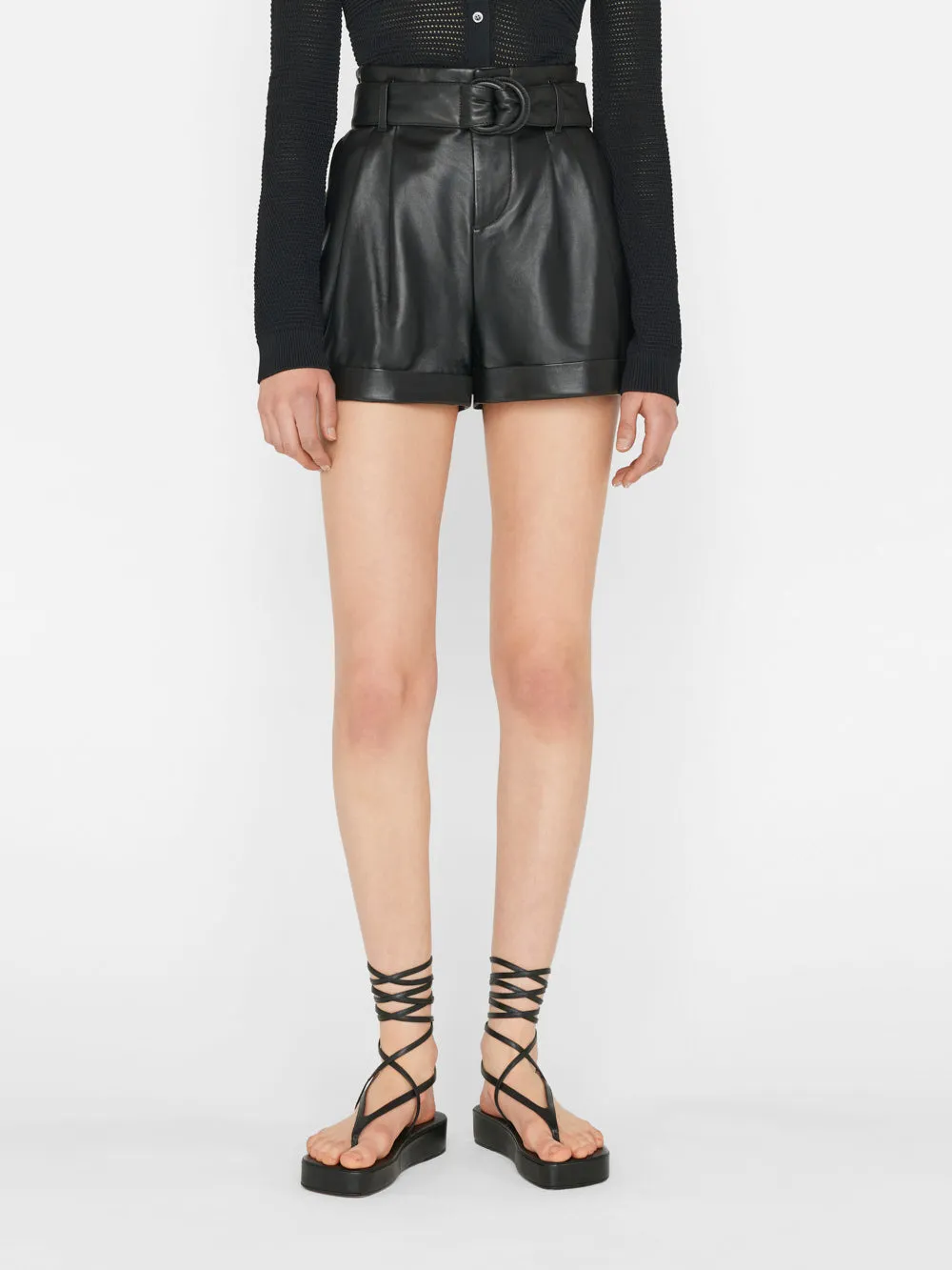 Paperbag Leather Short -- Noir