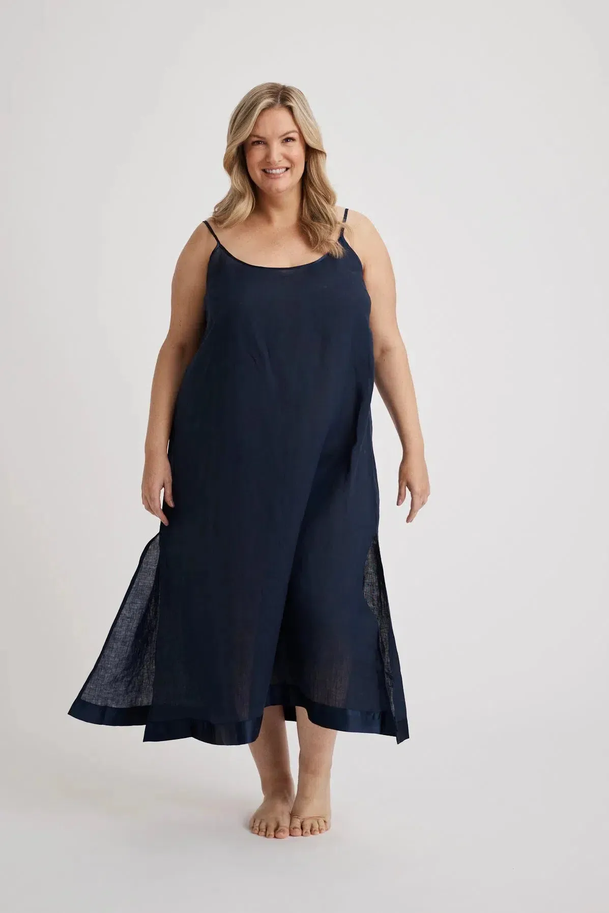 Renae - Slip Nightdress - Long - Navy