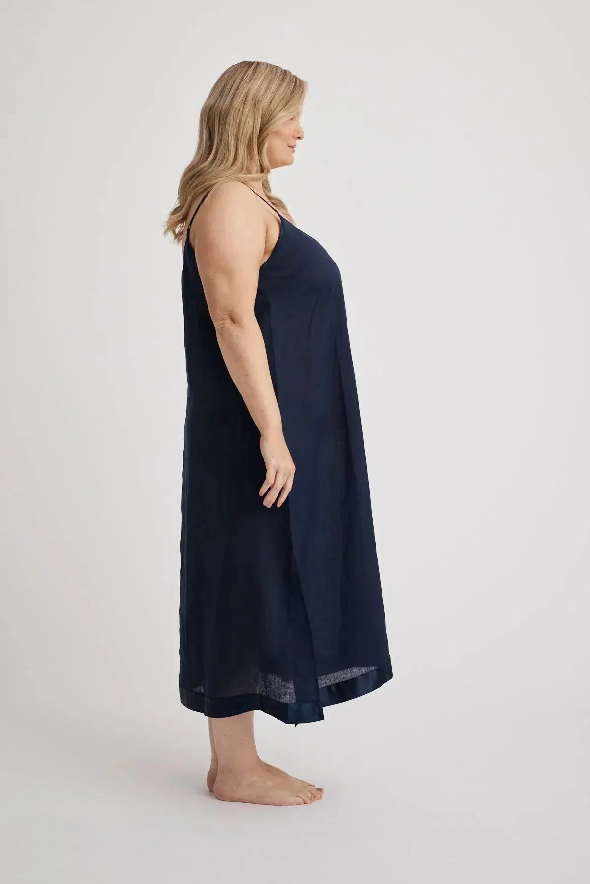 Renae - Slip Nightdress - Long - Navy