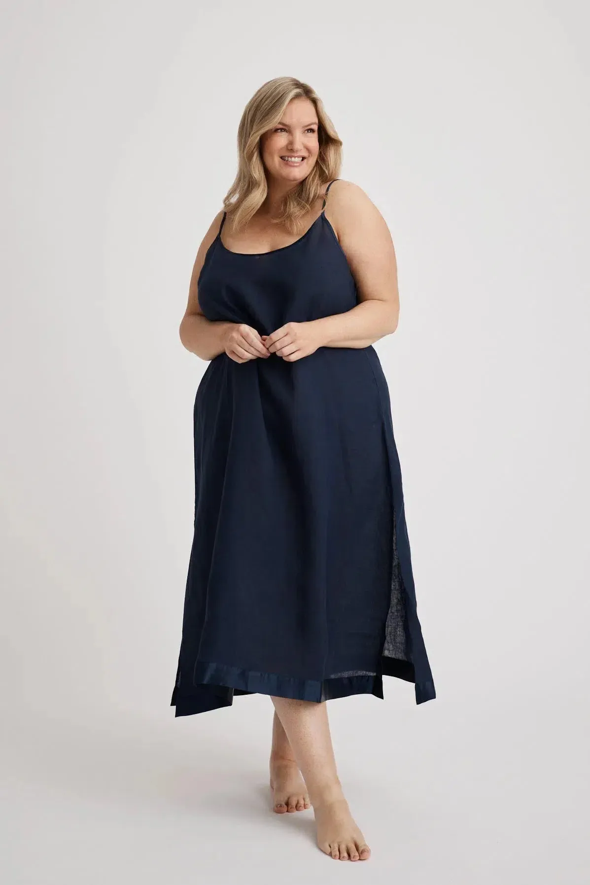 Renae - Slip Nightdress - Long - Navy