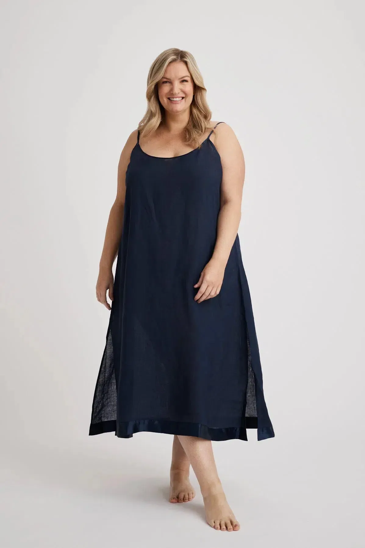 Renae - Slip Nightdress - Long - Navy