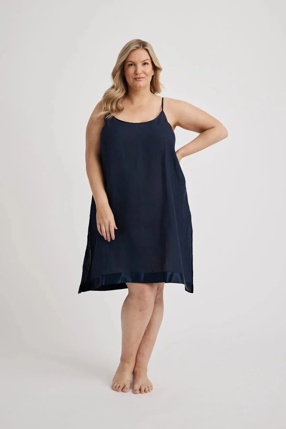 Renae - Slip Nightdress - Short - Navy