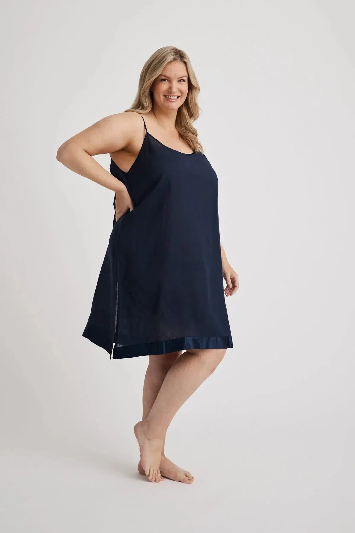 Renae - Slip Nightdress - Short - Navy