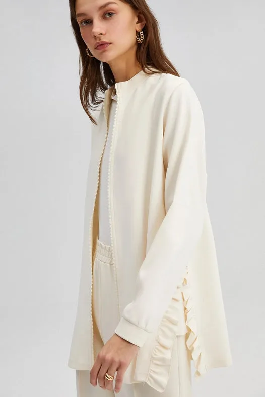 Ruffled Thin Crepe Jacket