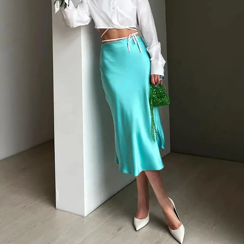 Satin Summer Fashion Soft High Waist Skirt