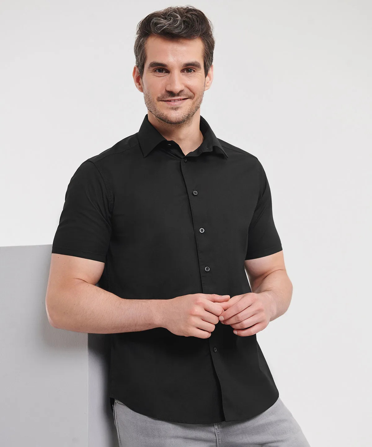 Short sleeve easycare fitted shirt | Chocolate