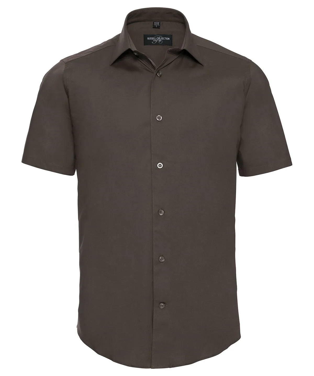 Short sleeve easycare fitted shirt | Chocolate