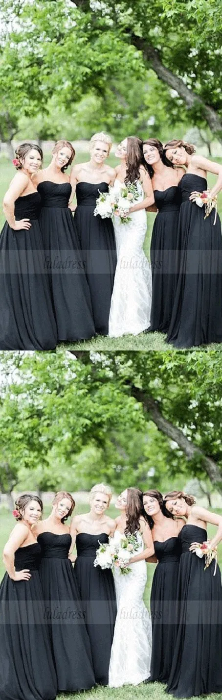 Simple Bridesmaid Dresses,Black Bridesmaid Dresses,Sweetheart Bridesmaid Dresses