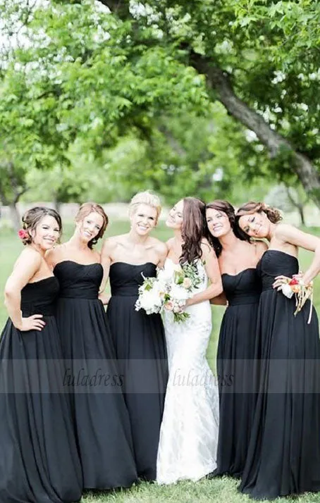 Simple Bridesmaid Dresses,Black Bridesmaid Dresses,Sweetheart Bridesmaid Dresses