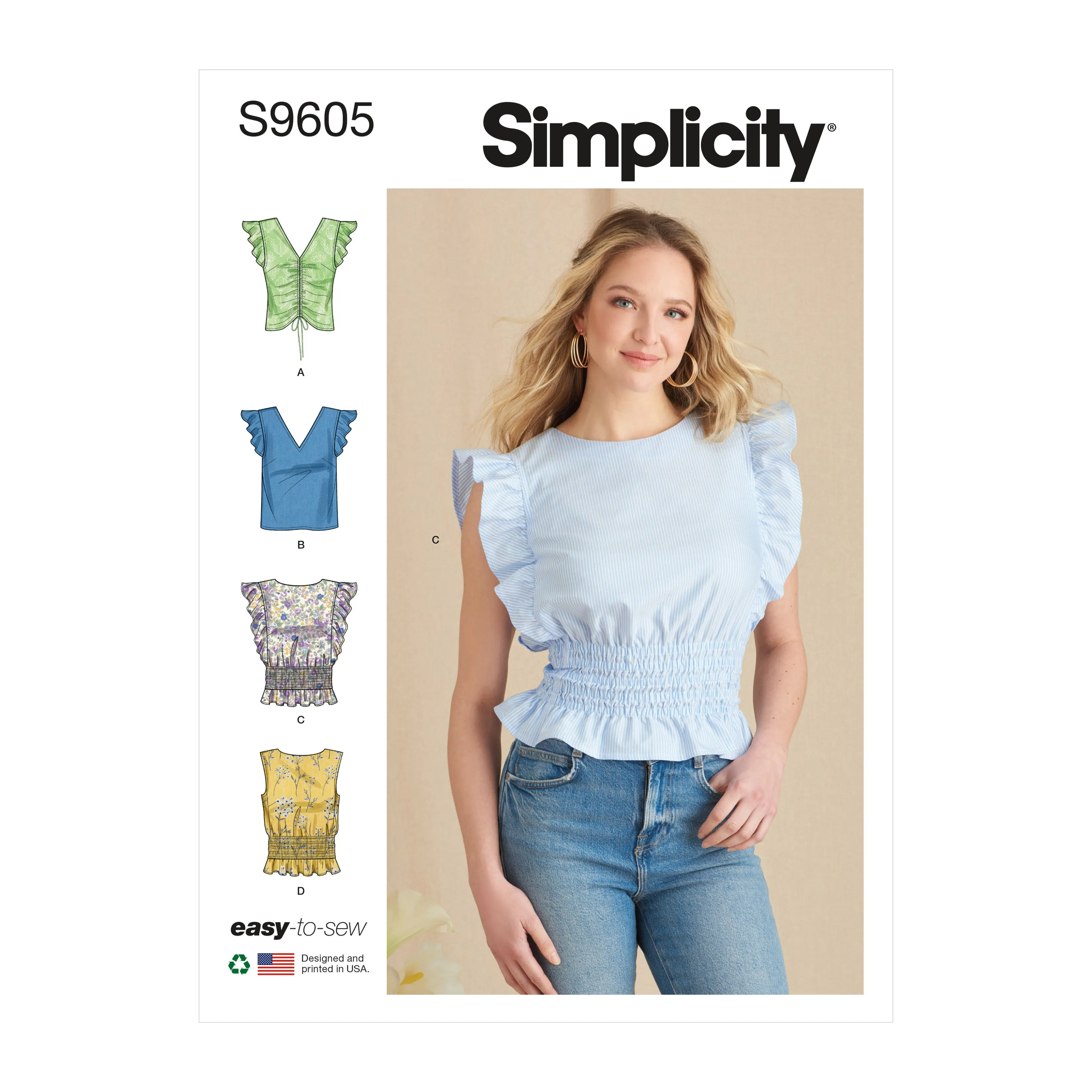 Simplicity Sewing Pattern 9605 Misses' Tops