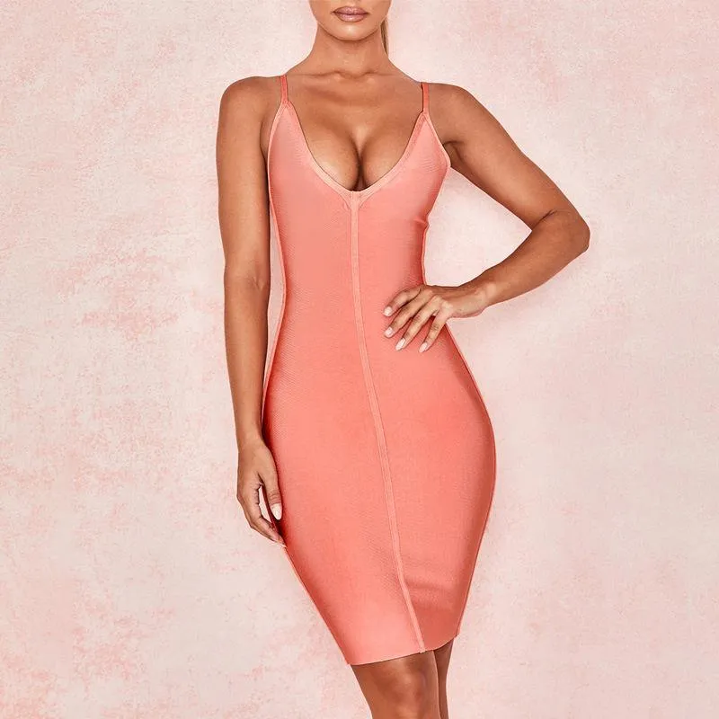 sleeveless backless slim bandage dress