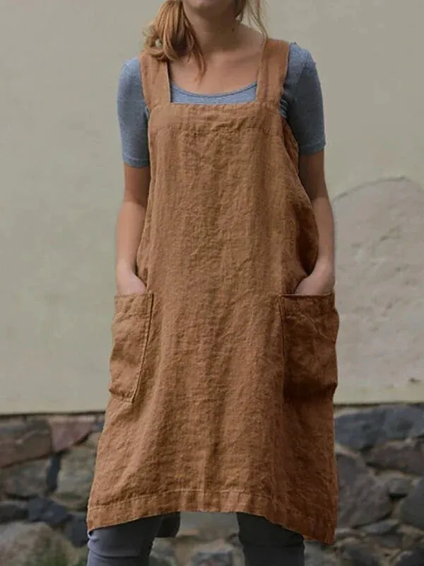 Square Cross Apron Pinafore Dress