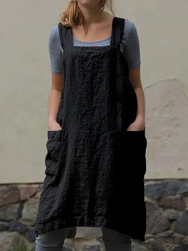 Square Cross Apron Pinafore Dress