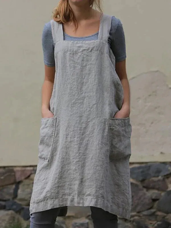 Square Cross Apron Pinafore Dress