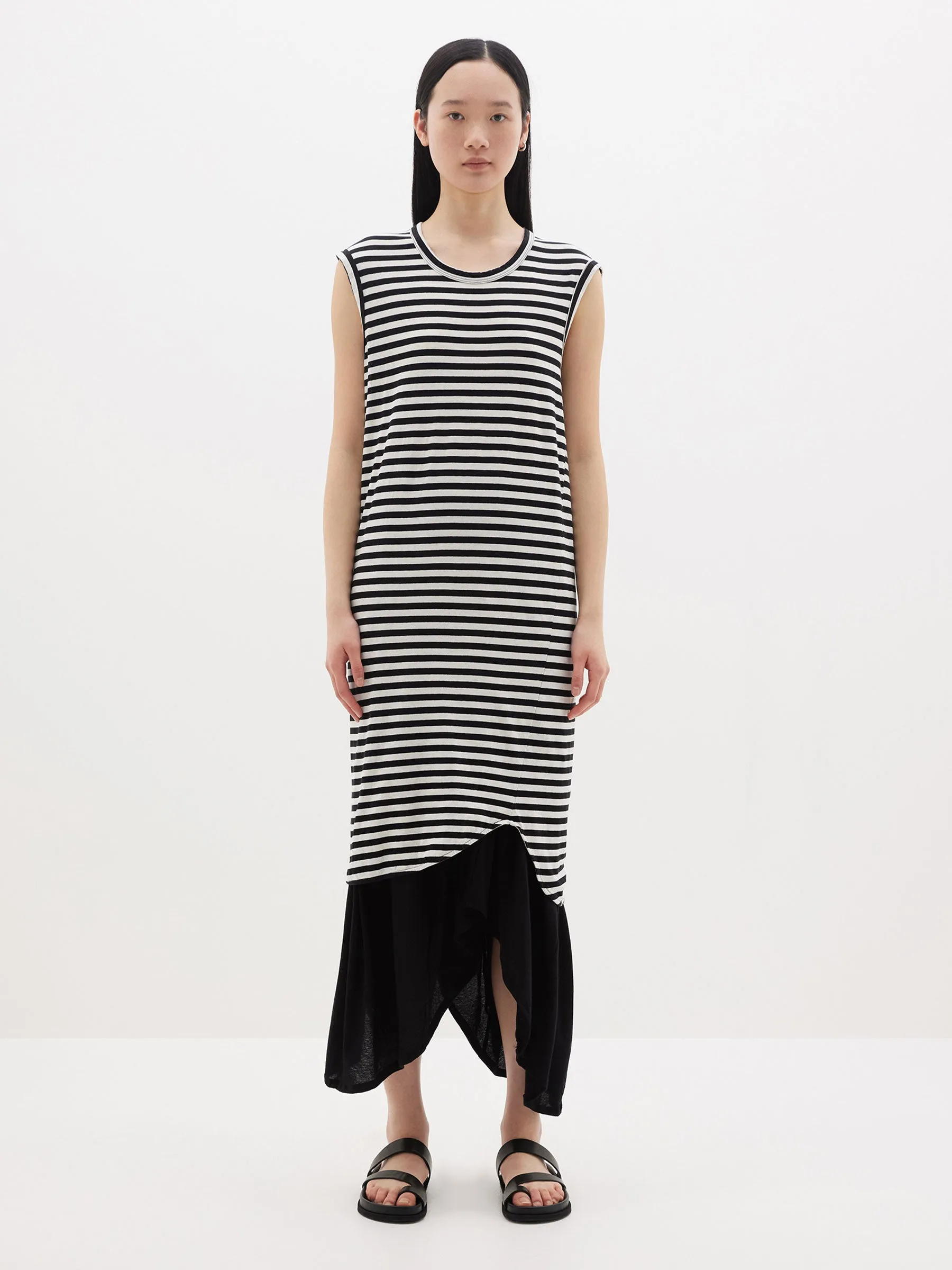 stripe slim muscle tank dress