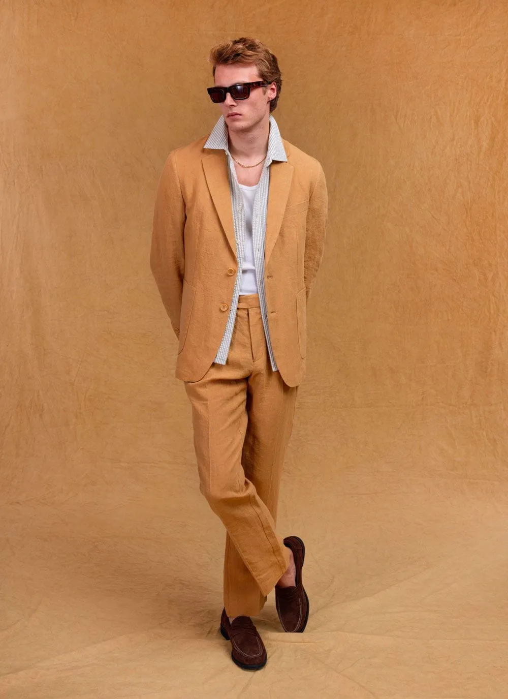 Tailored Linen Blazer | Camel