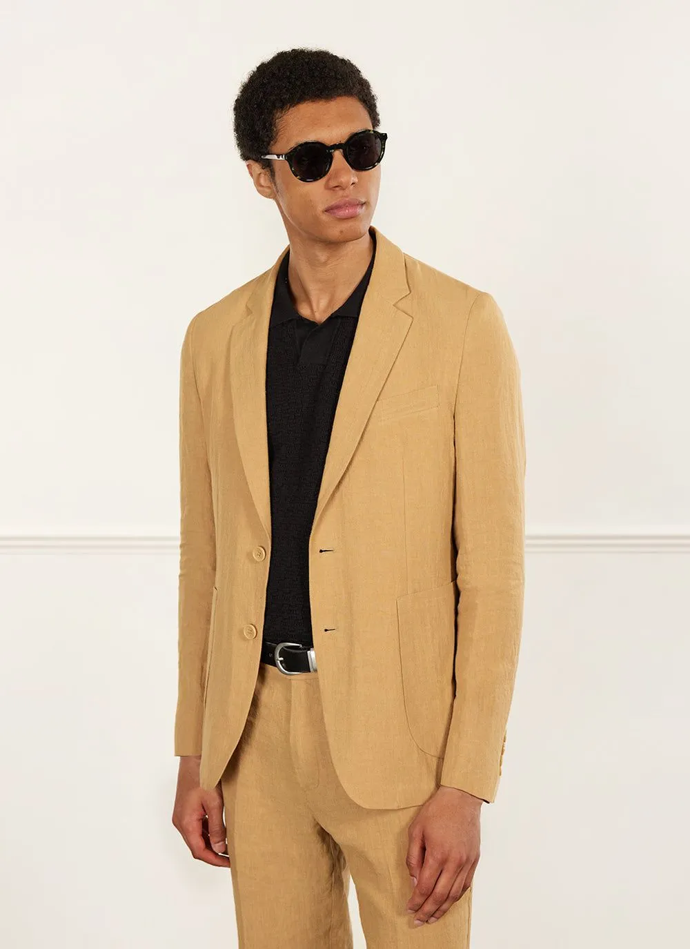 Tailored Linen Blazer | Camel