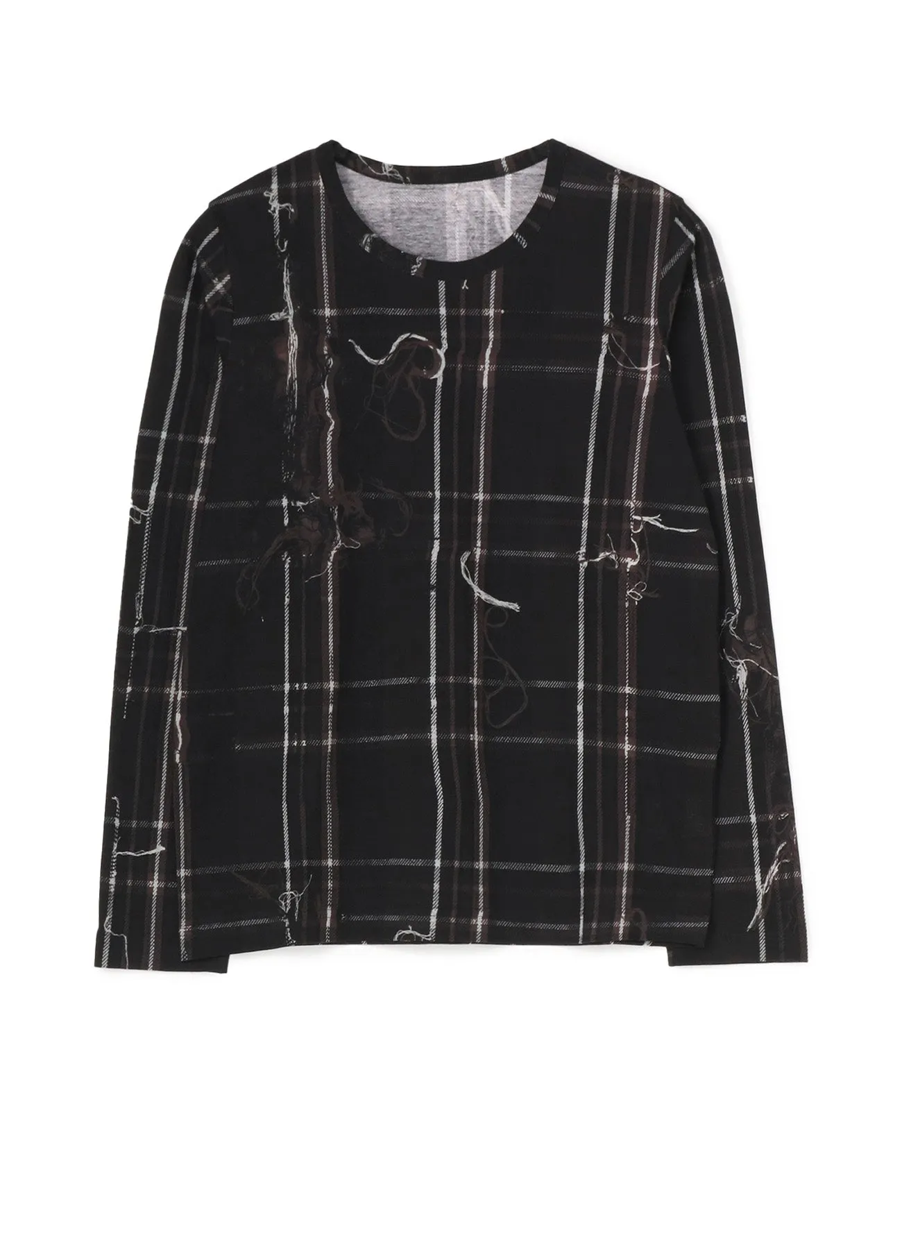 TWISTED CHECK ROUND NECK LONG SLEEVE