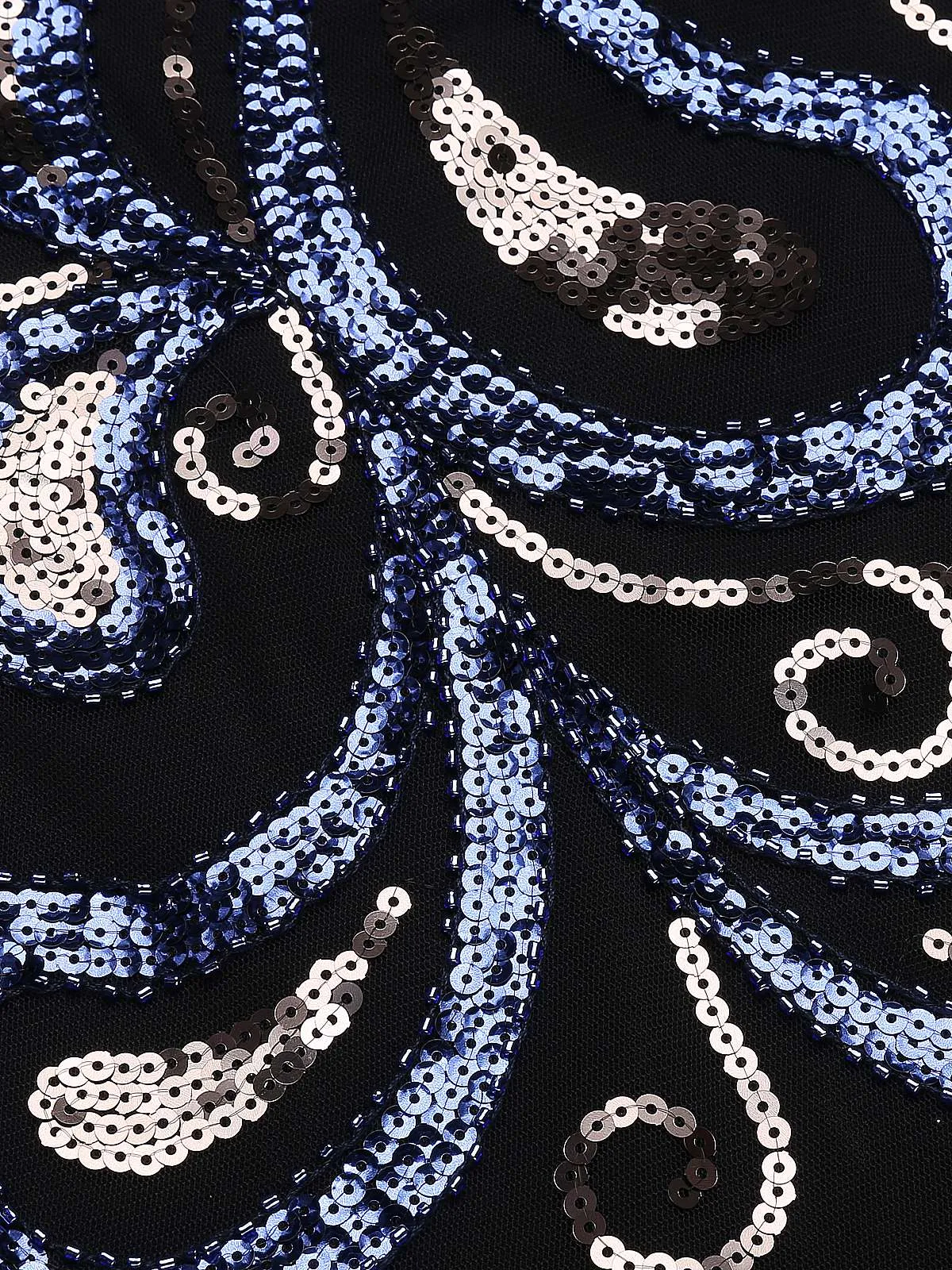 [US Warehouse] Dark Blue 1920s Sequined Maxi Dress