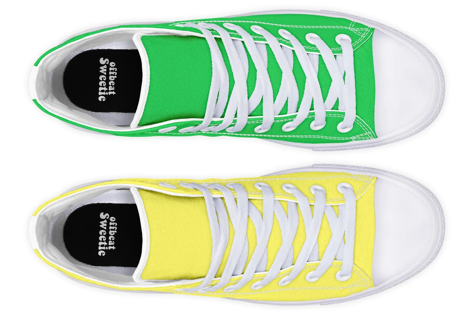 Yellow And Green Mismatch High Tops