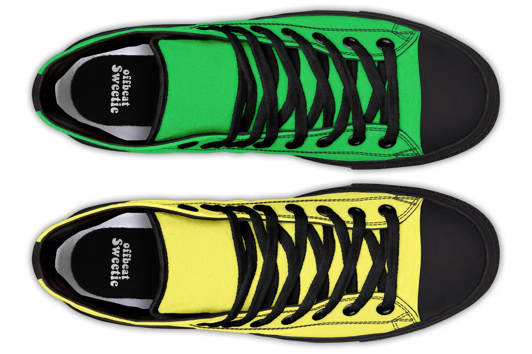 Yellow And Green Mismatch High Tops