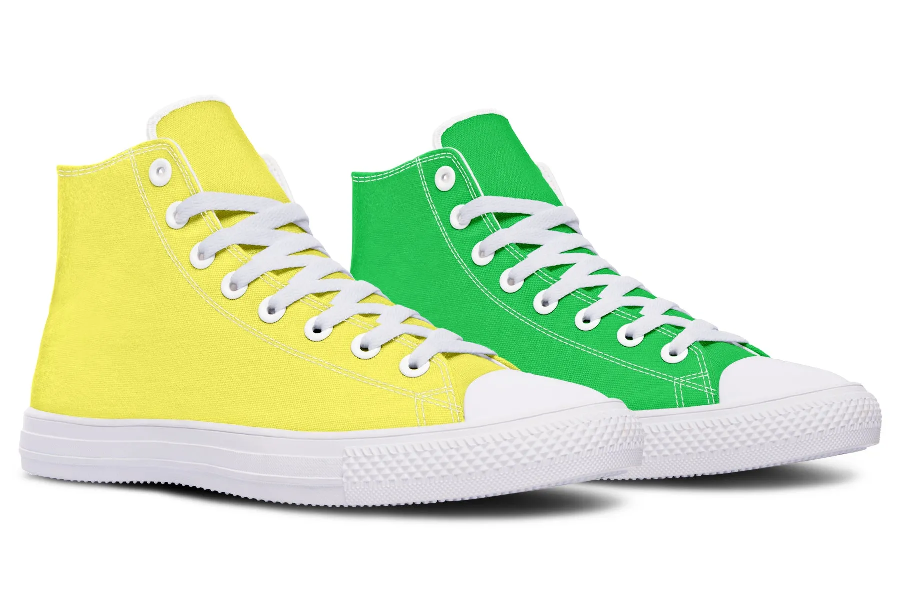 Yellow And Green Mismatch High Tops